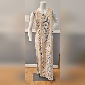 Vintage KY'S Maxi Made in Hawaii/USA Floral Cream White Hibiscus Dress